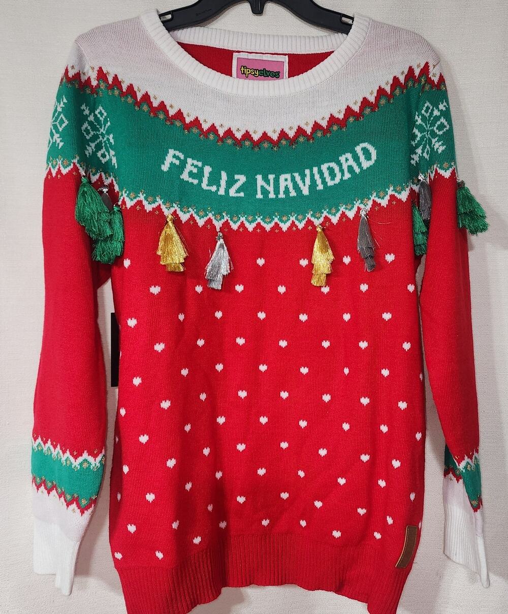 Feliz Navidad by tipsy elves sweater women's Medium